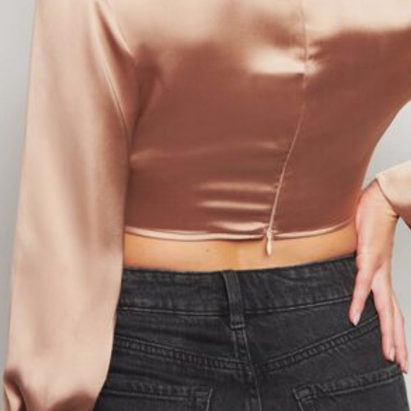 Dynamite Satin Wrap Blouse, size small, in natural beige colour. - Picture 5 of 5